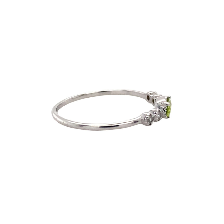 10K White Gold Peridot & Diamond Ring - Image 5