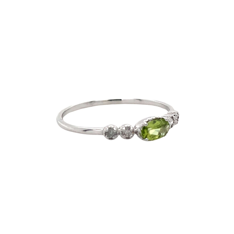 10K White Gold Peridot & Diamond Ring - Image 6