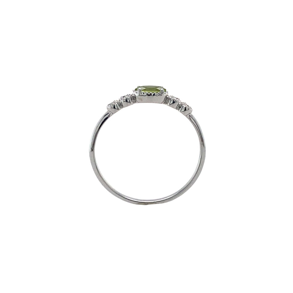 10K White Gold Peridot & Diamond Ring - Image 8