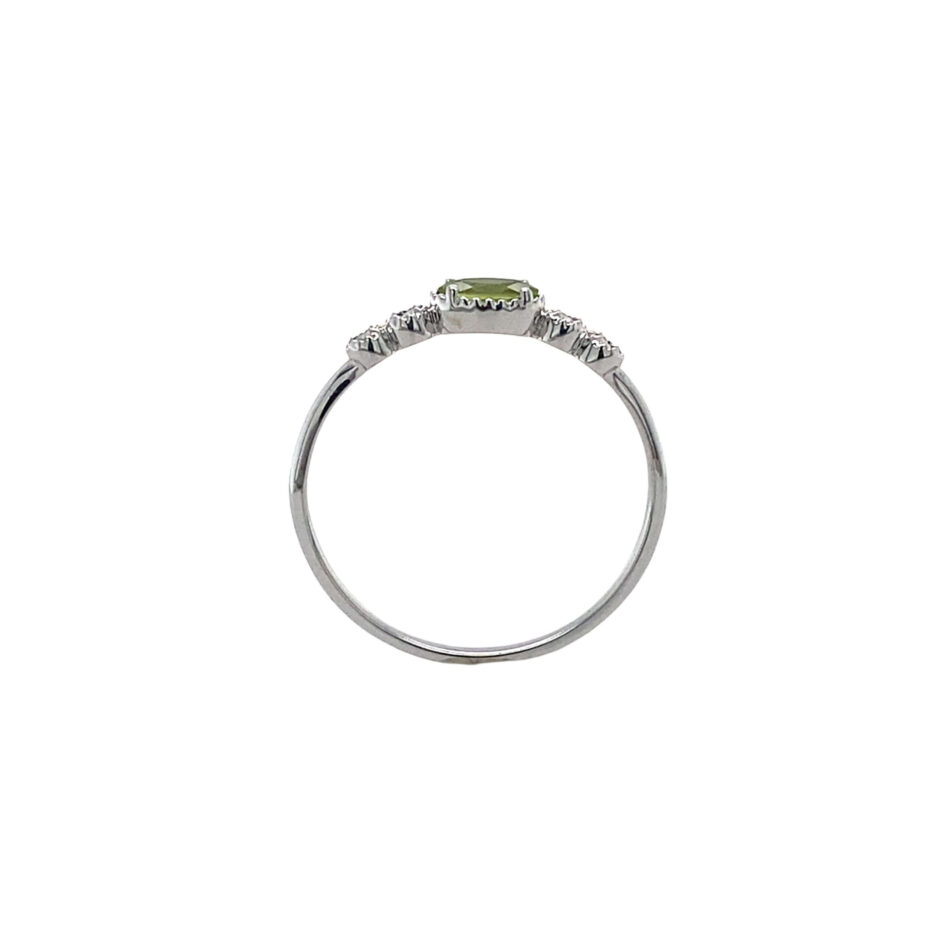 10K White Gold Peridot & Diamond Ring - Image 8