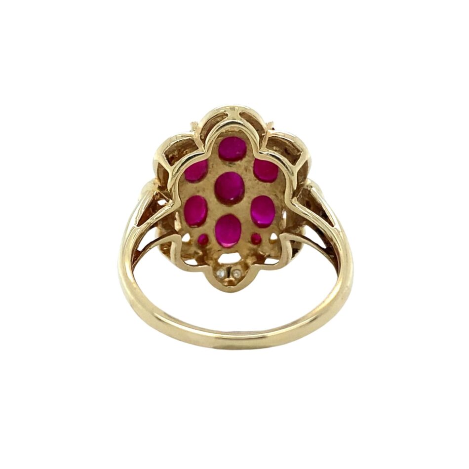 10K Gold Ruby Cluster & Diamond Ring - Image 4