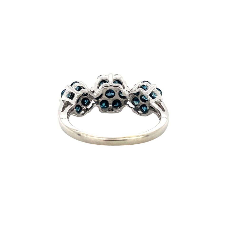 10K White Gold .95ctw Blue Diamond Cluster Ring - Image 4