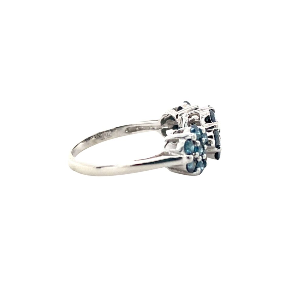 10K White Gold .95ctw Blue Diamond Cluster Ring - Image 5