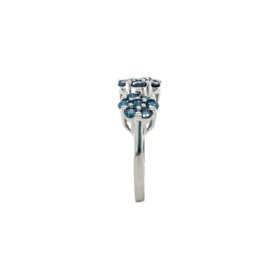 10K White Gold .95ctw Blue Diamond Cluster Ring - Image 7