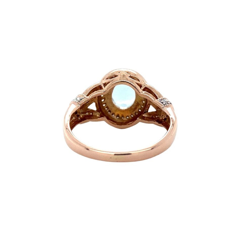 10K Rose Gold Aquamarine & Diamond Ring - Image 4