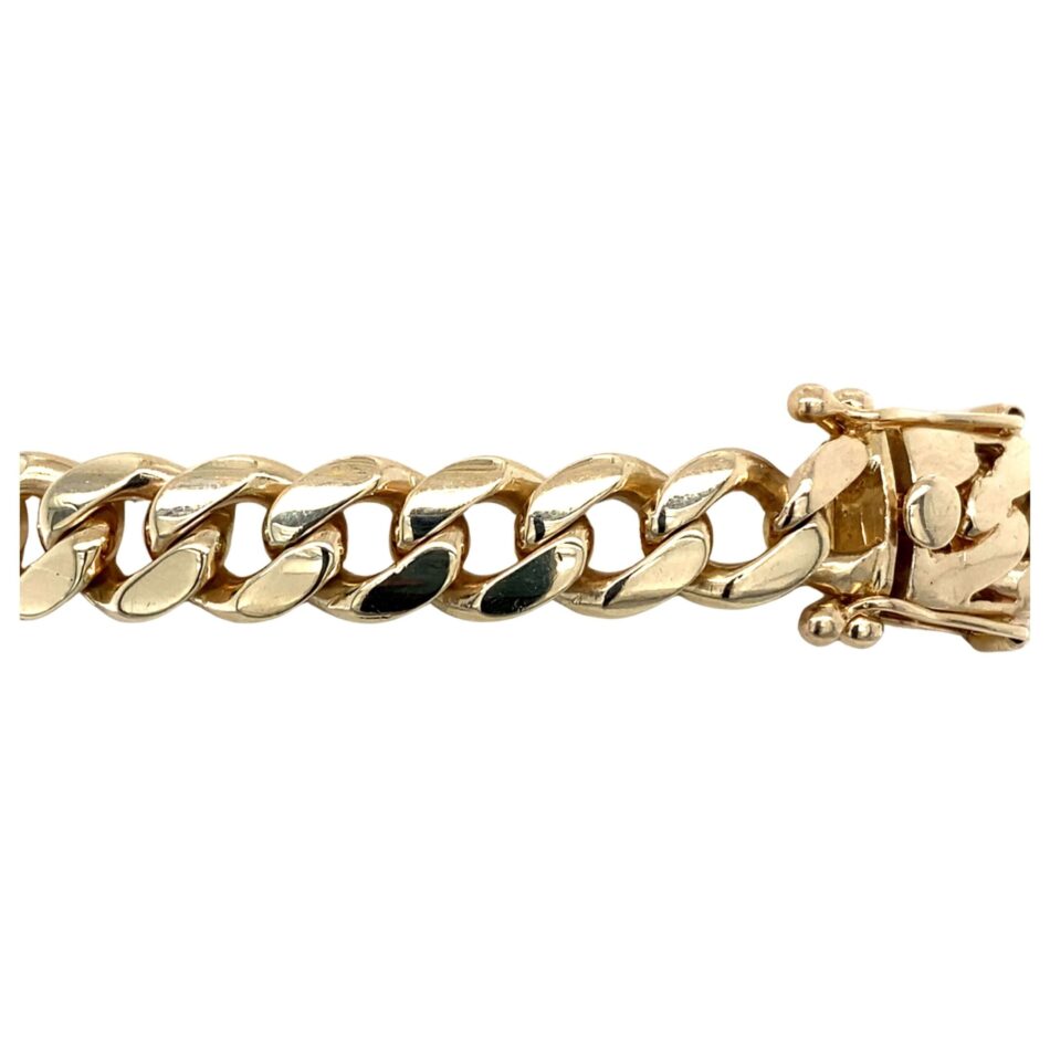 14K Gold Solid Curb Bracelet - 8.5" - Image 4