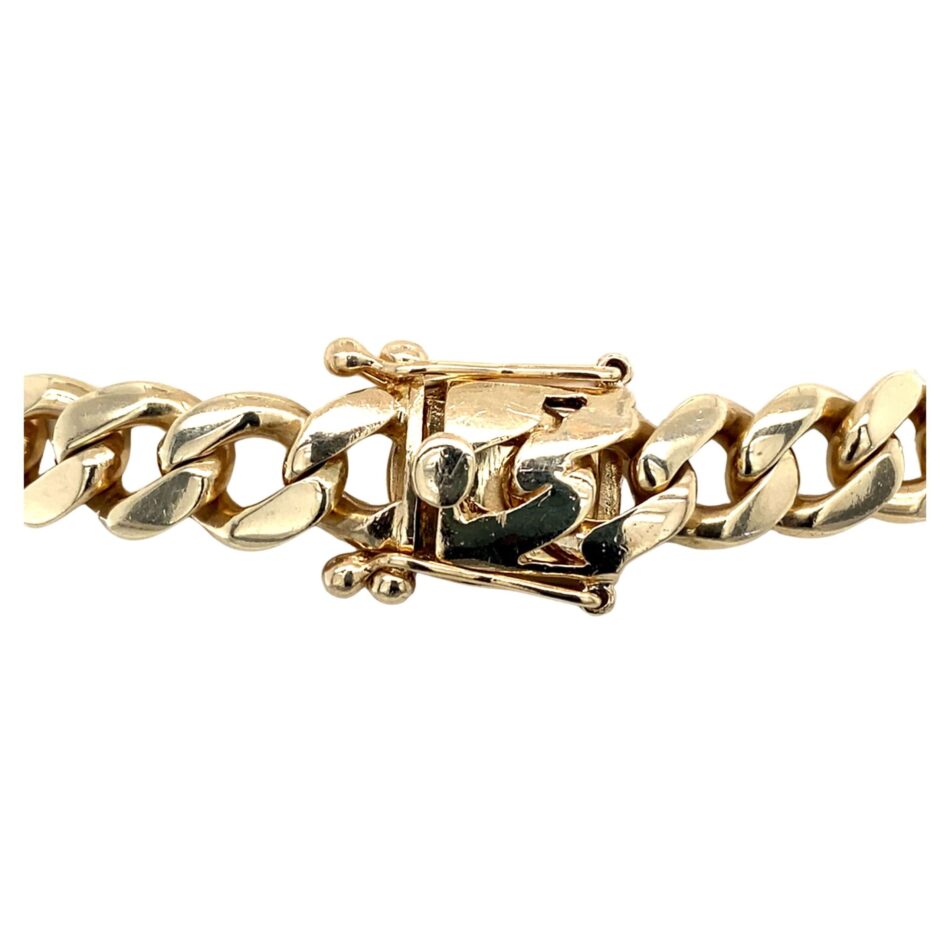 14K Gold Solid Curb Bracelet - 8.5" - Image 5