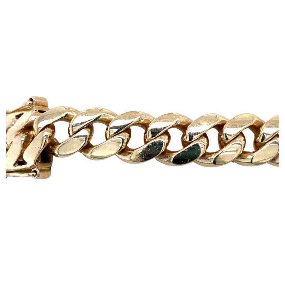 14K Gold Solid Curb Bracelet - 8.5" - Image 6