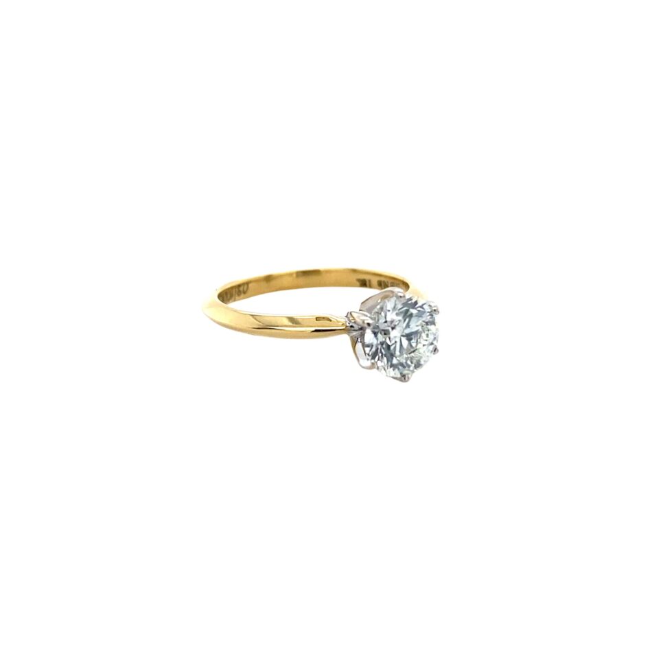 18K Gold .90ct Round Brilliant Diamond Solitaire Engagement Ring - Image 6