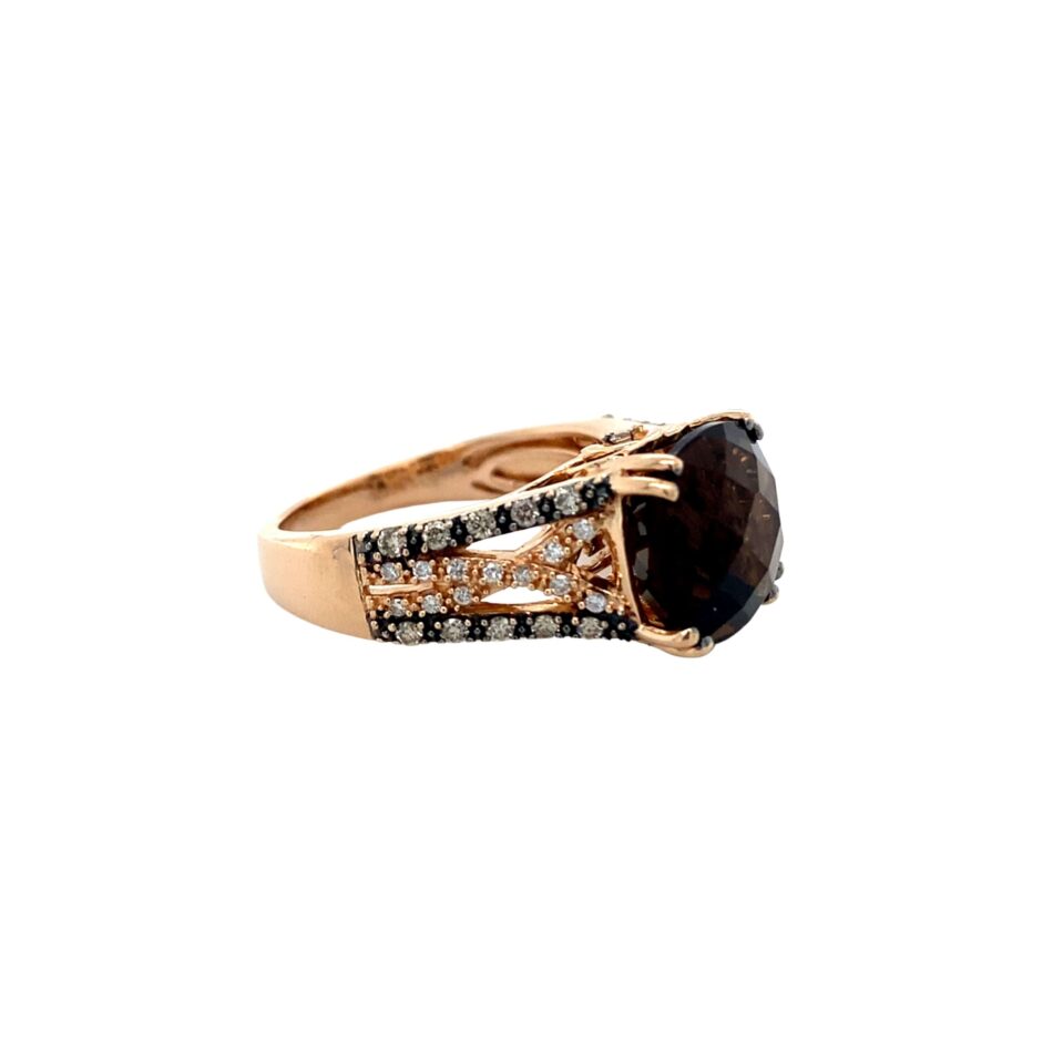 14K Rose Gold Smoky Topaz & Diamond Ring - Image 6