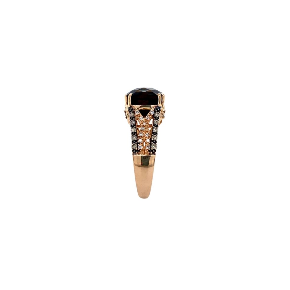 14K Rose Gold Smoky Topaz & Diamond Ring - Image 7