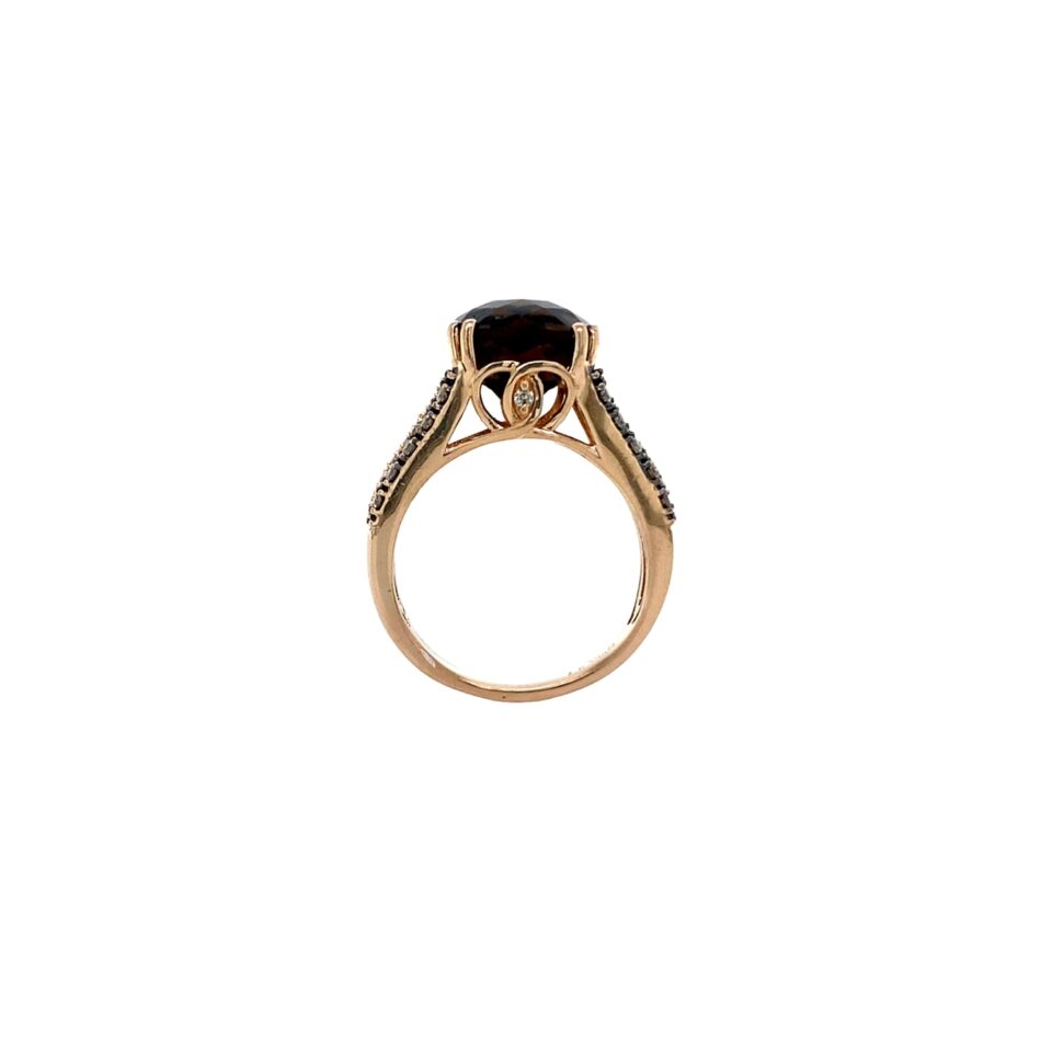 14K Rose Gold Smoky Topaz & Diamond Ring - Image 8