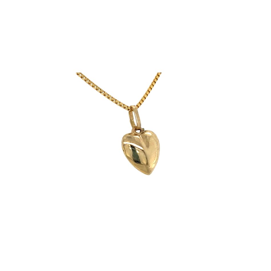 14K Gold Puffed Heart Pendant - Image 4