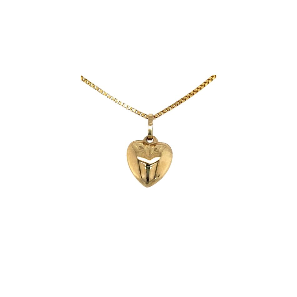 14K Gold Puffed Heart Pendant - Image 6
