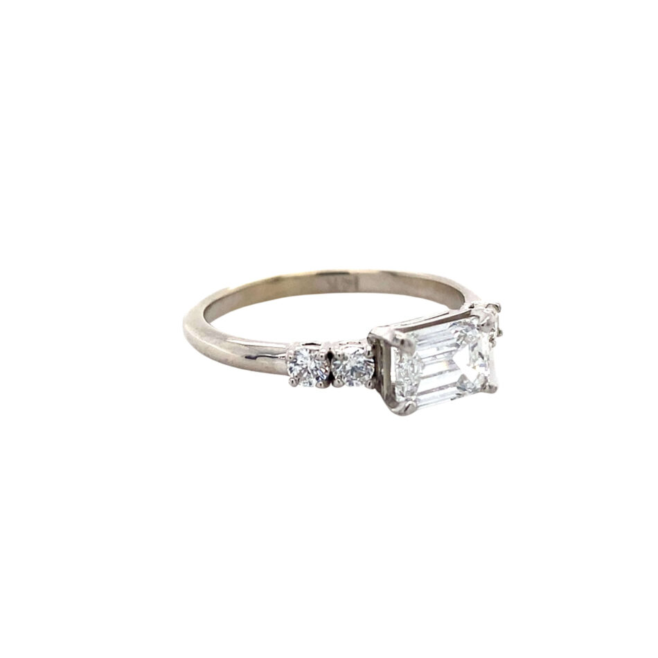 14K White Gold Lab-Grown Emerald-Cut Diamond Engagement Ring - Image 6
