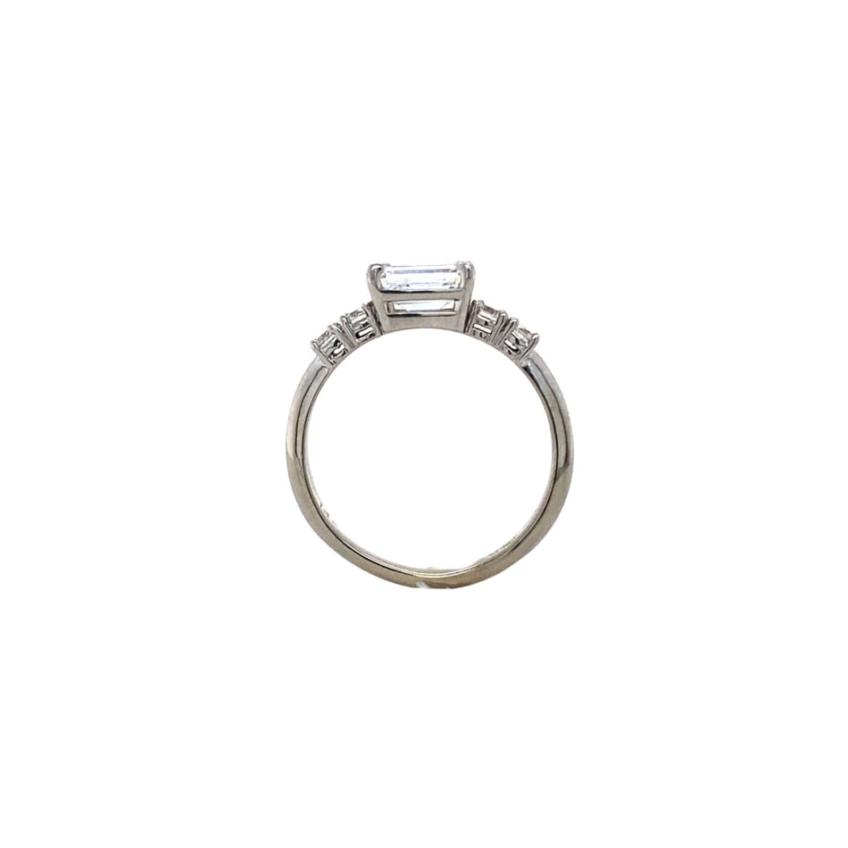 14K White Gold Lab-Grown Emerald-Cut Diamond Engagement Ring - Image 8