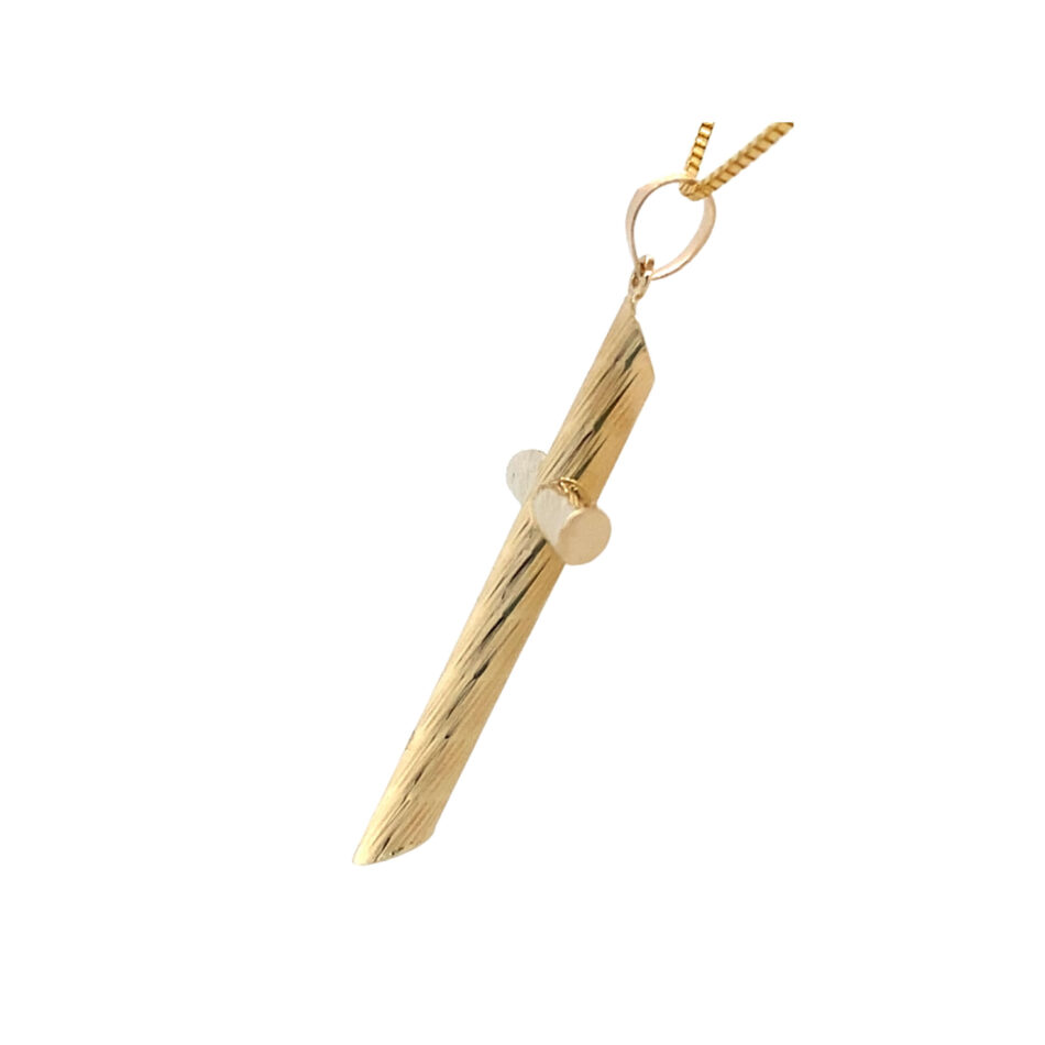 14K Gold Textured Cross Pendant - Image 3