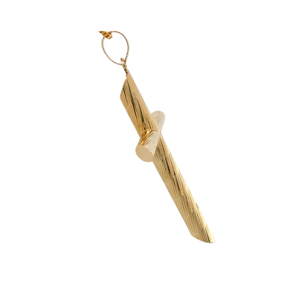 14K Gold Textured Cross Pendant - Image 5