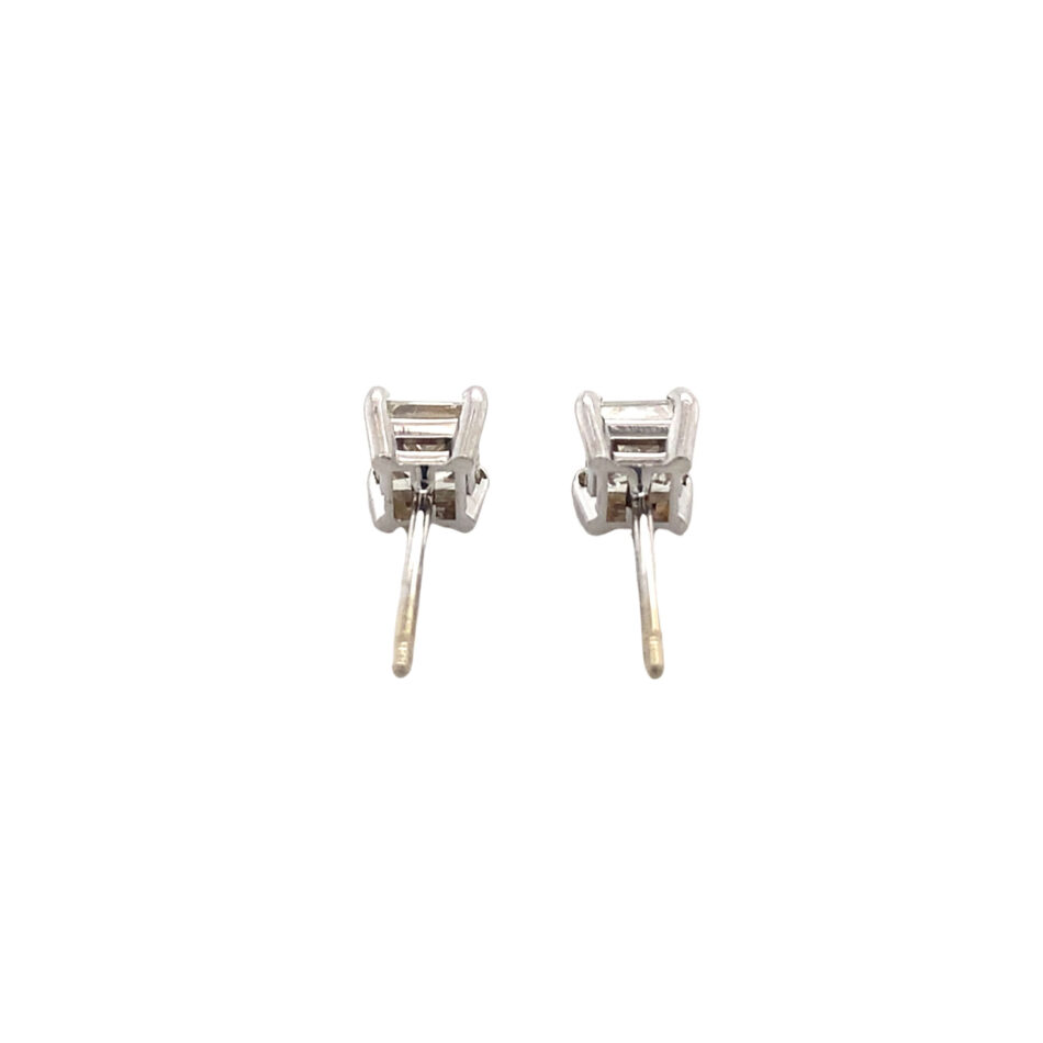 14K White Gold .40ctw Princess-Cut Diamond Stud Earrings - Image 4