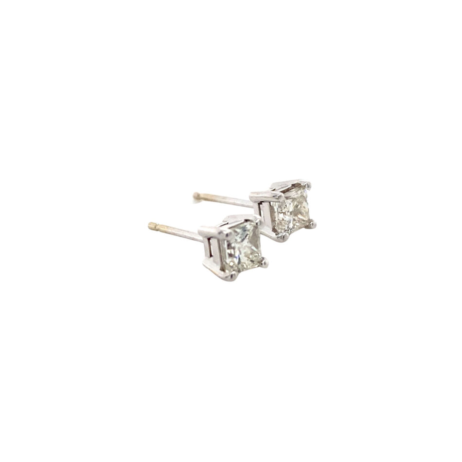 14K White Gold .40ctw Princess-Cut Diamond Stud Earrings - Image 6