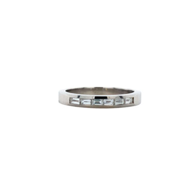 14K White Gold .14ctw Baguette Diamond Band