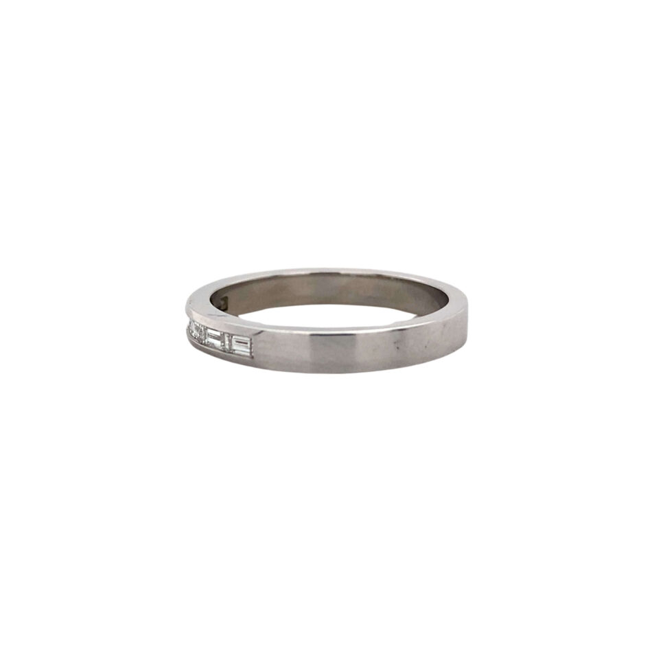 14K White Gold .14ctw Baguette Diamond Band - Image 3