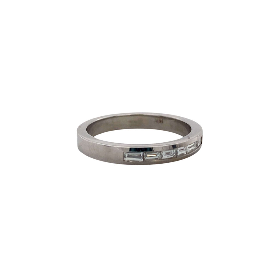 14K White Gold .14ctw Baguette Diamond Band - Image 6
