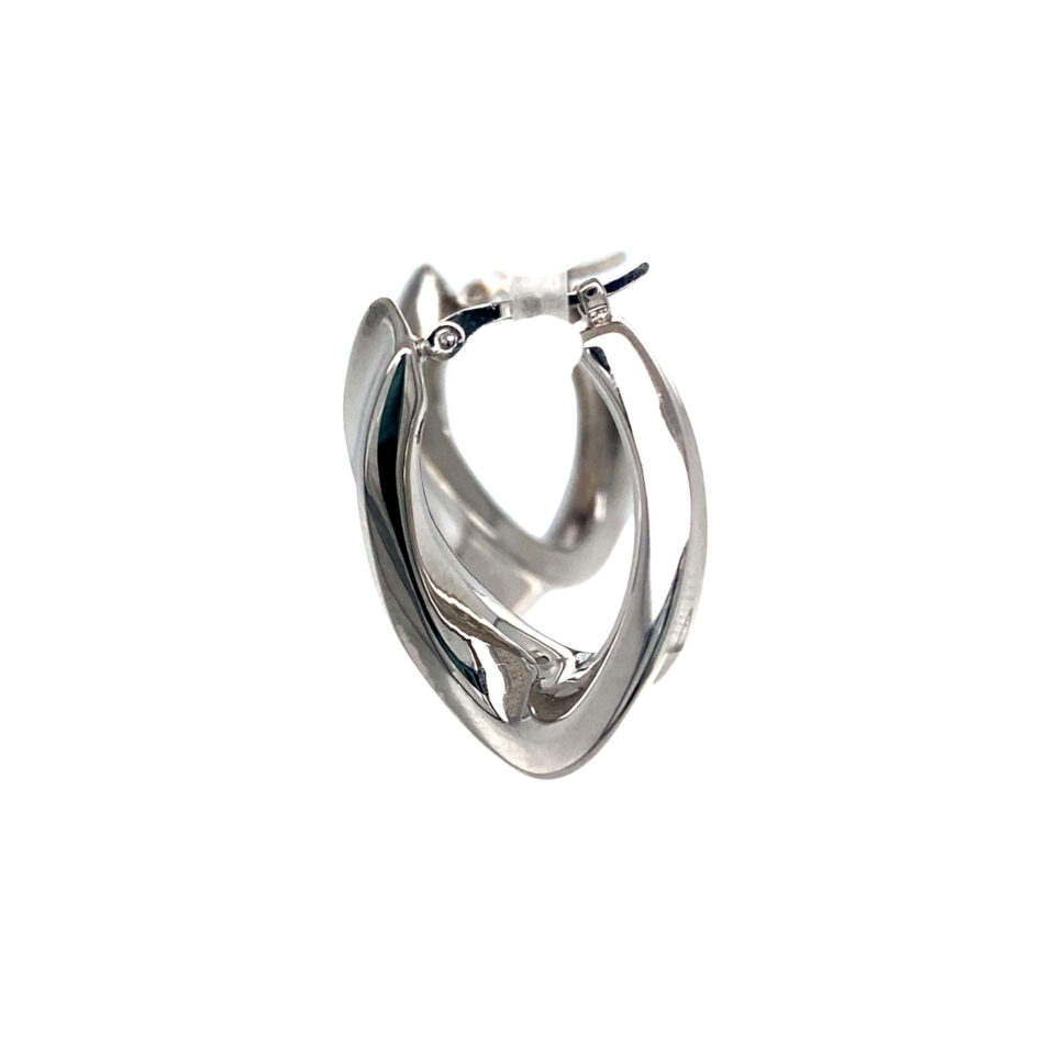 14K White Gold Twisted Hoop Earrings - Image 3