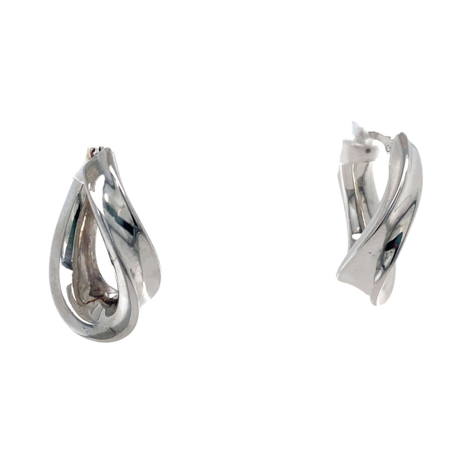 14K White Gold Twisted Hoop Earrings - Image 6