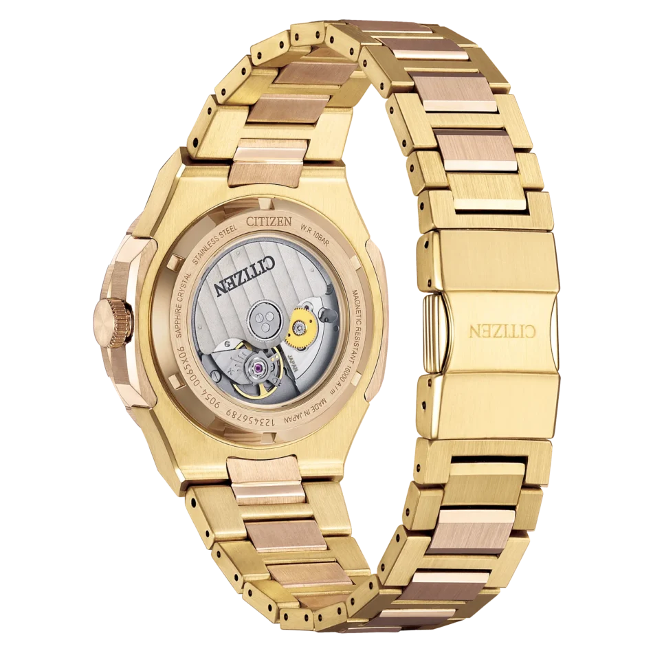 Citizen Automatic Series 8 Gold-Tone Watch with Green & Black Bezel - Image 3
