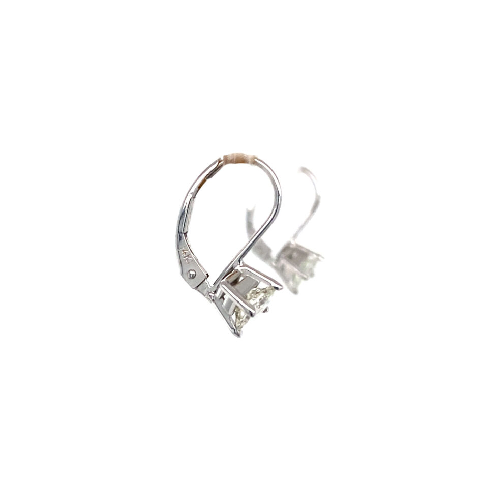14K White Gold 1.00ctw Princess-Cut Dangle Diamond Earrings - Image 5