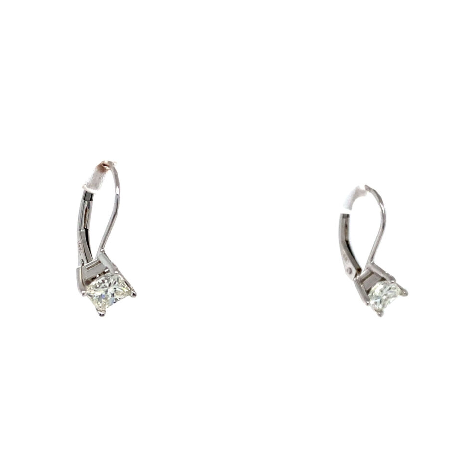 14K White Gold 1.00ctw Princess-Cut Dangle Diamond Earrings - Image 6