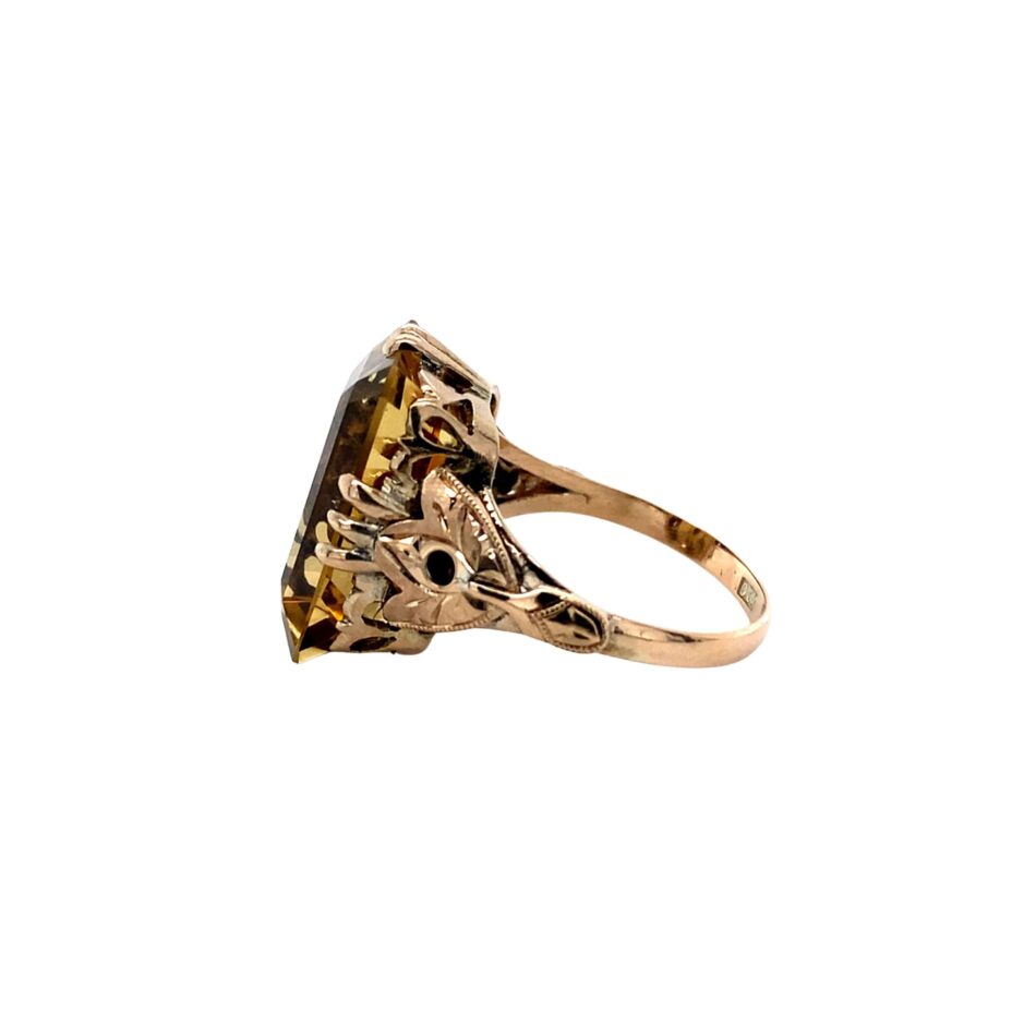 10K Rose Gold Vintage-Style Citrine Ring - Image 3
