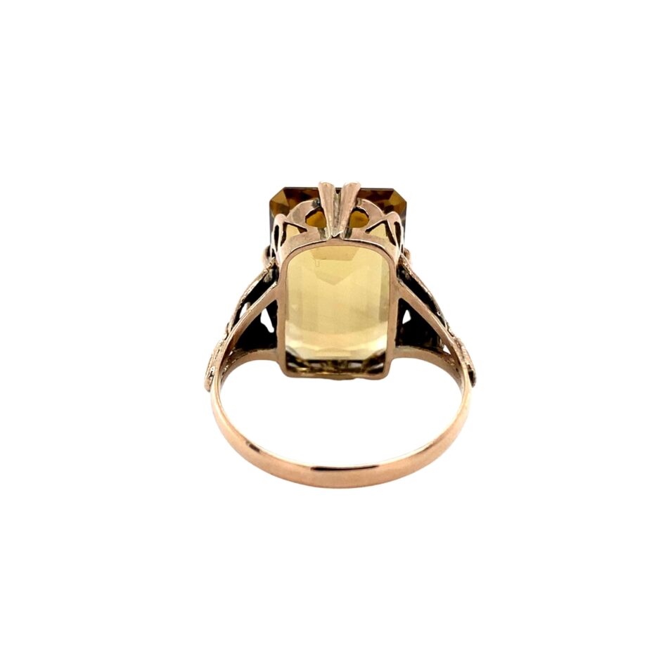 10K Rose Gold Vintage-Style Citrine Ring - Image 4