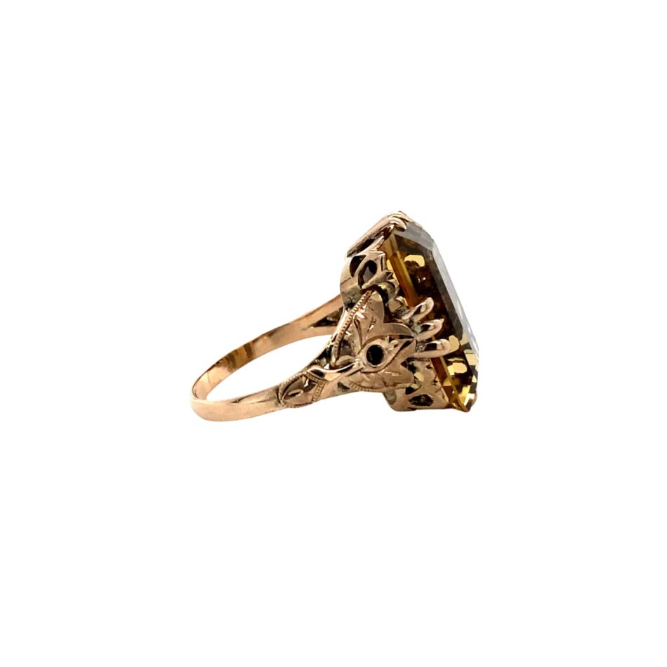 10K Rose Gold Vintage-Style Citrine Ring - Image 5