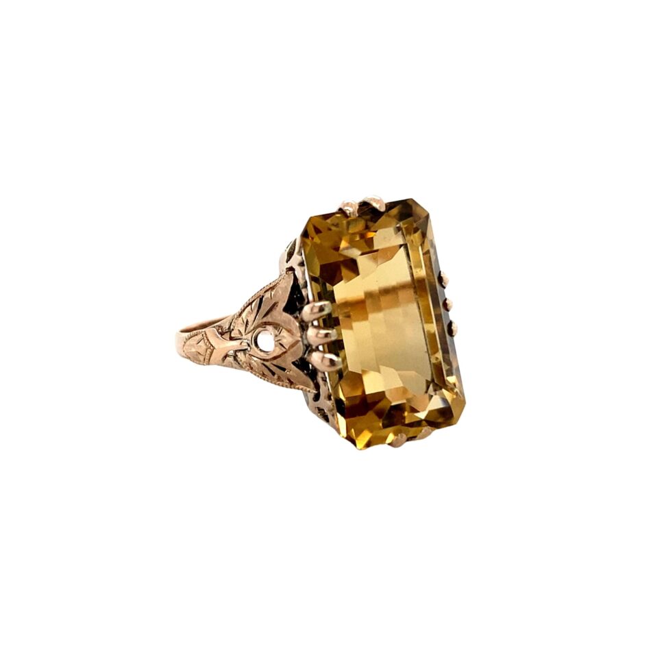 10K Rose Gold Vintage-Style Citrine Ring - Image 6