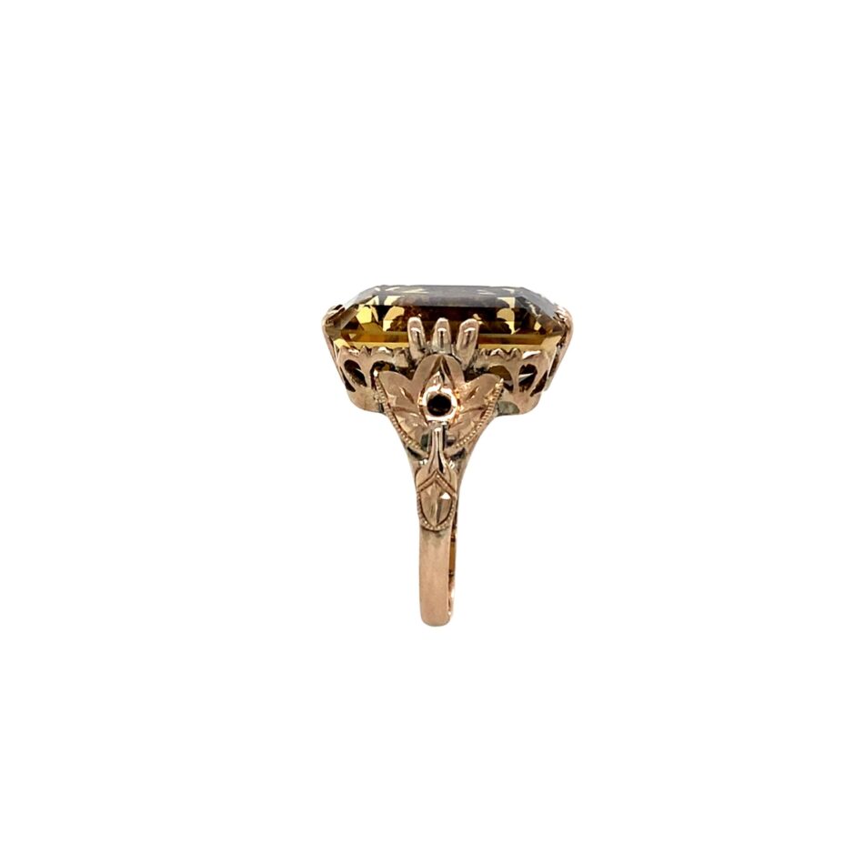 10K Rose Gold Vintage-Style Citrine Ring - Image 7