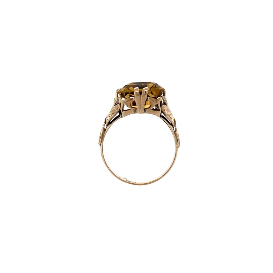 10K Rose Gold Vintage-Style Citrine Ring - Image 8