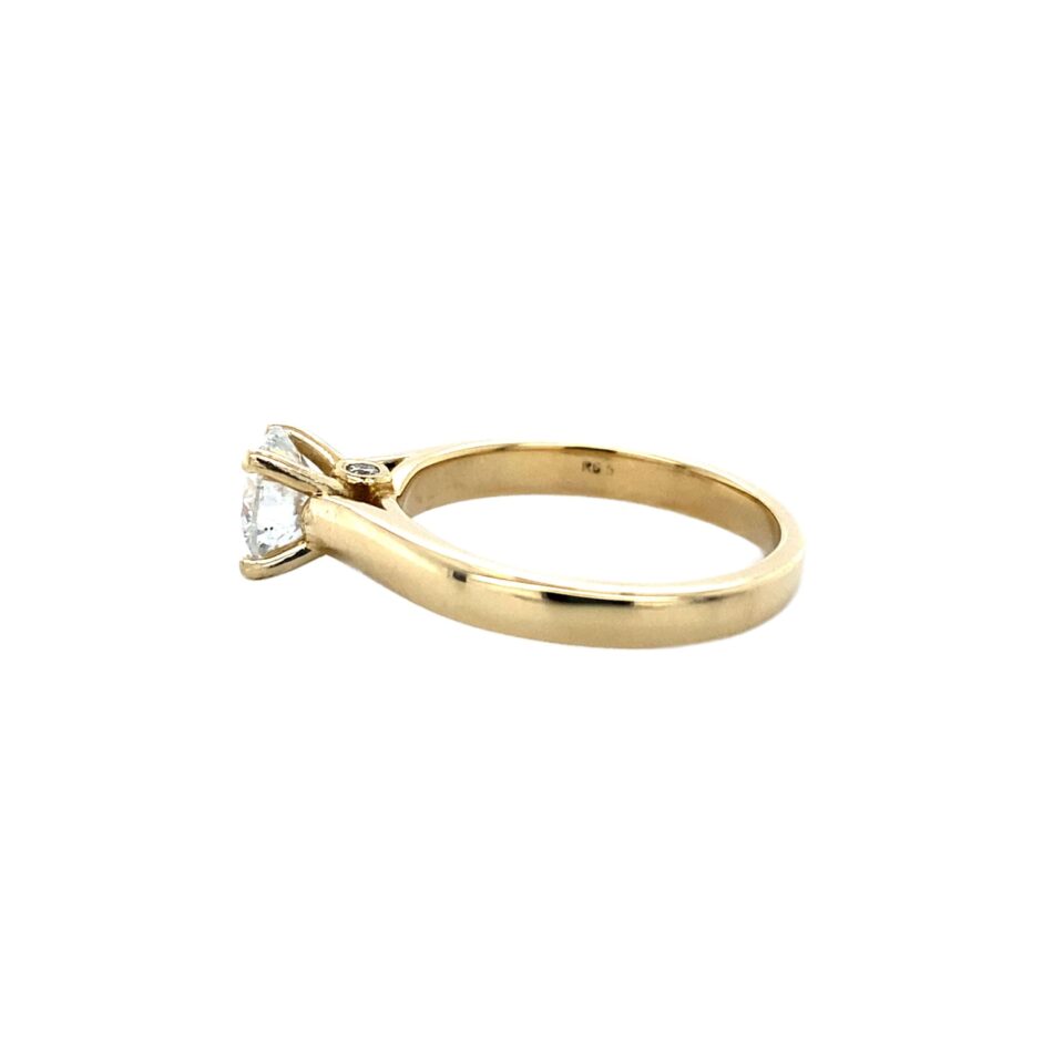 14K Gold .90 Carat Round Brilliant Diamond Solitaire Engagement Ring - Image 3