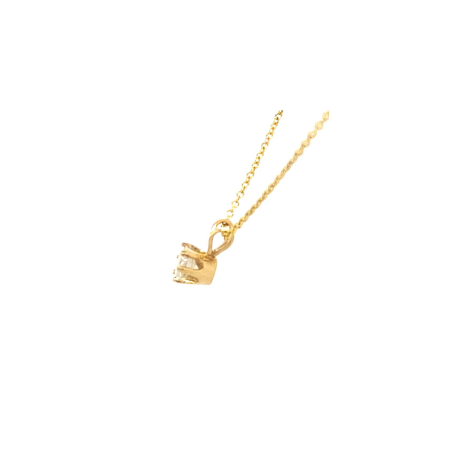 14K Gold .30 Carat Round Brilliant Diamond Solitaire Pendant - Image 3