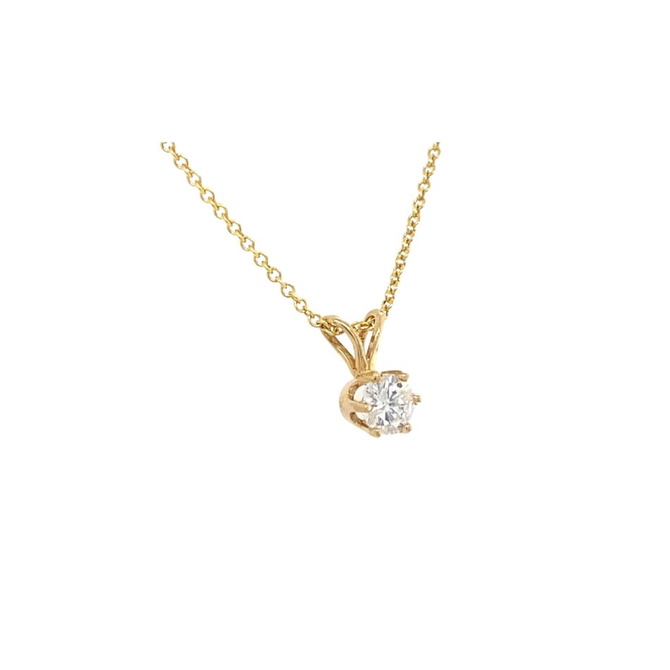 14K Gold .30 Carat Round Brilliant Diamond Solitaire Pendant - Image 4