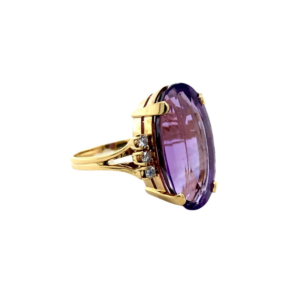 14K Gold Amethyst & Diamond Ring - Image 6
