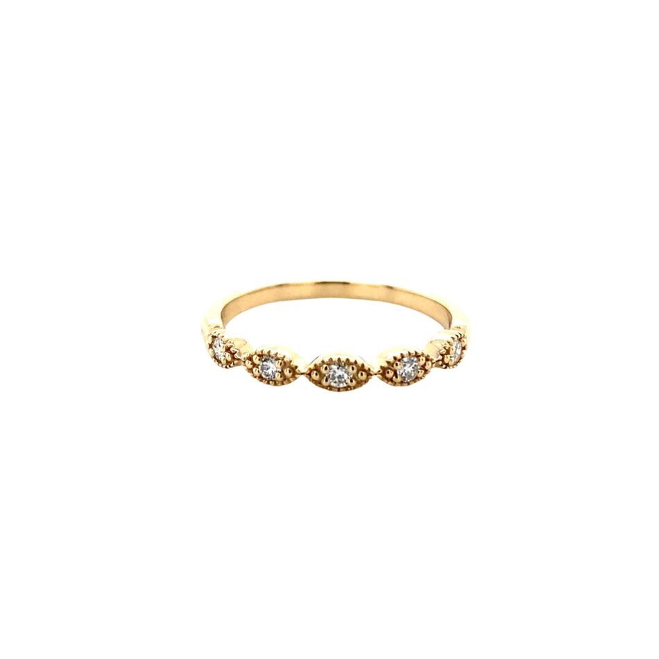 14K Gold .13ctw Diamond Band with Milgrain Design