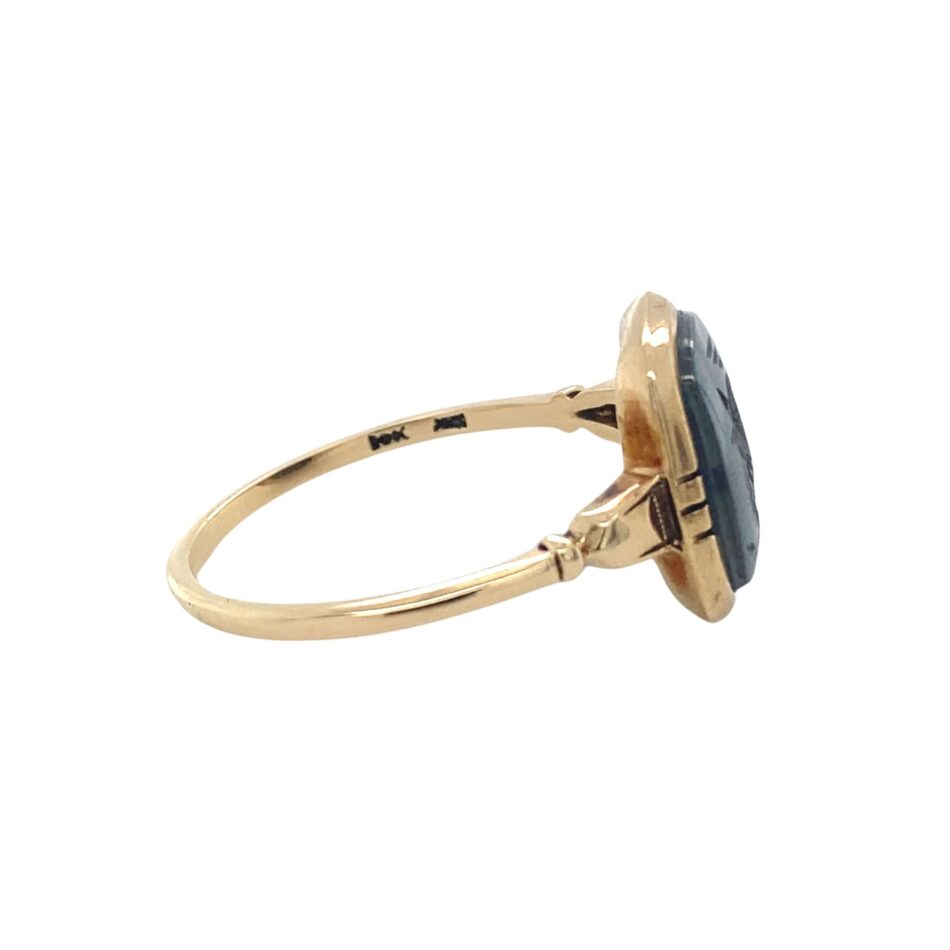10K Gold Carved Onyx Ring - Image 5