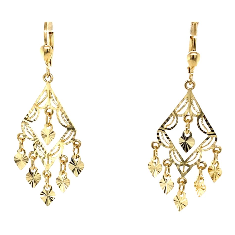 14K Gold Dangle Filigree Earrings
