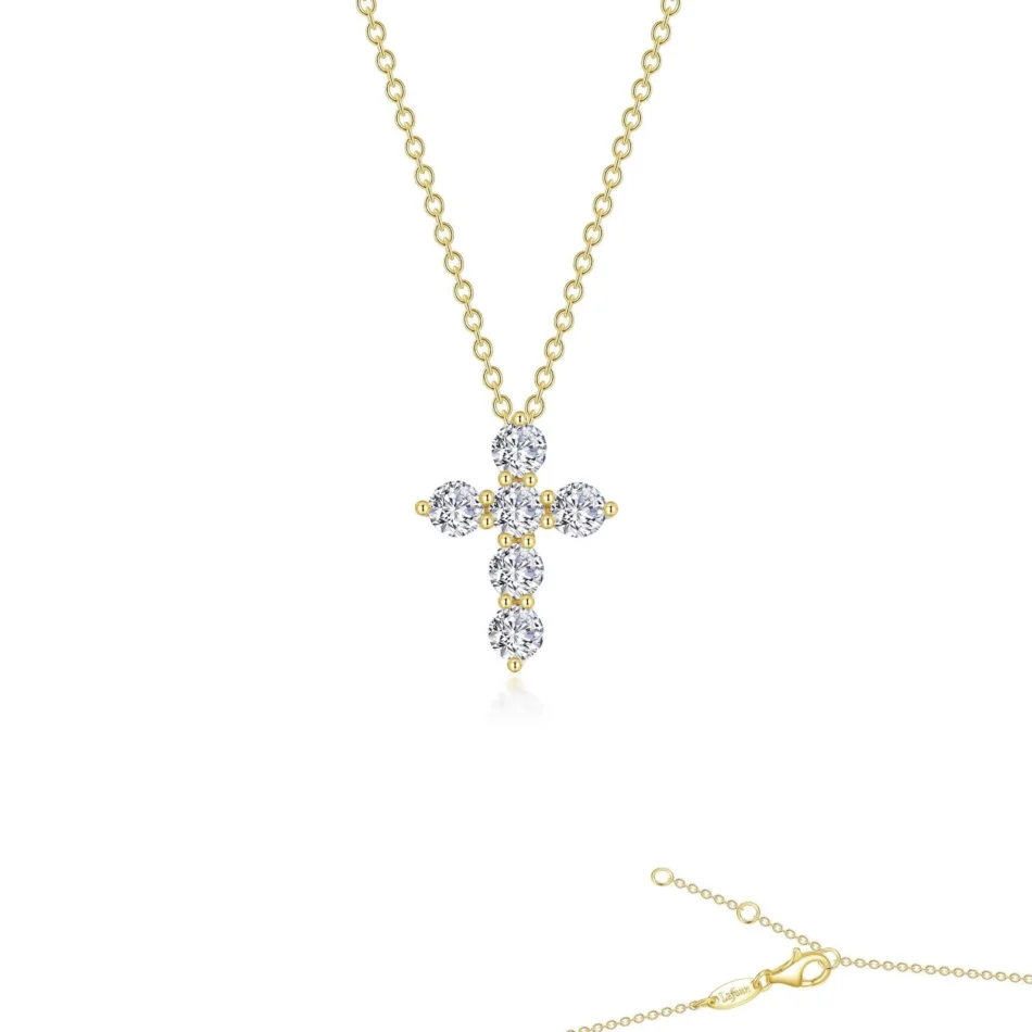 Lafonn Gold-Plated 1.02ctw Lassaire Cross Necklace