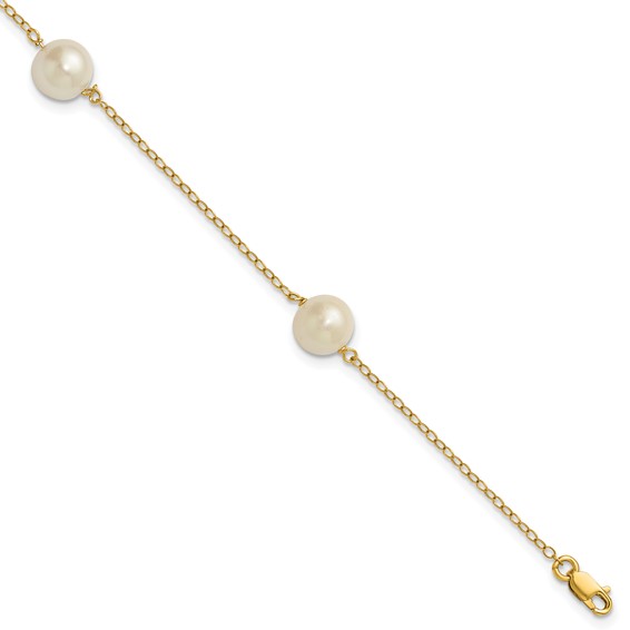 14K Gold Three-Pearl Station Bracelet