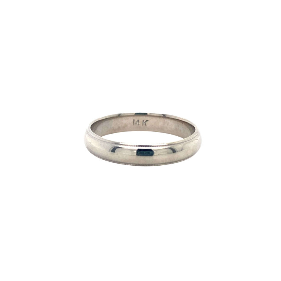 14K White Gold 4mm Band with Milgrain Design
