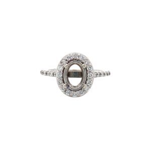 14K White Gold Oval Diamond Engagement Ring