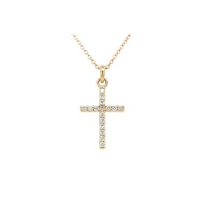 14K Gold Diamond Cross Pendant with Cable Chain